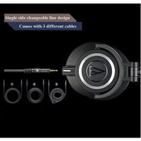 ATH-M50X Professional studio monitor headphones, black, professional grade, critically acclaimed, with removable cable