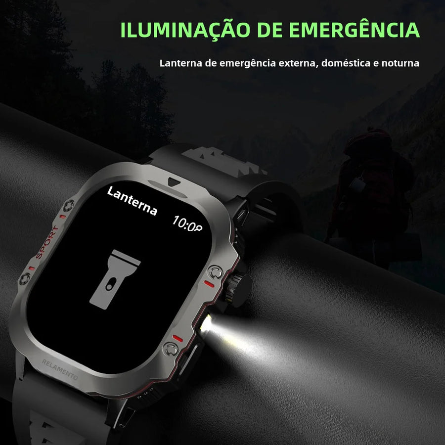 Smart Watch Men Sports Outdoor Fitness Tracker Flashlight Health Monitor 2.01 BT Call Smartwatch