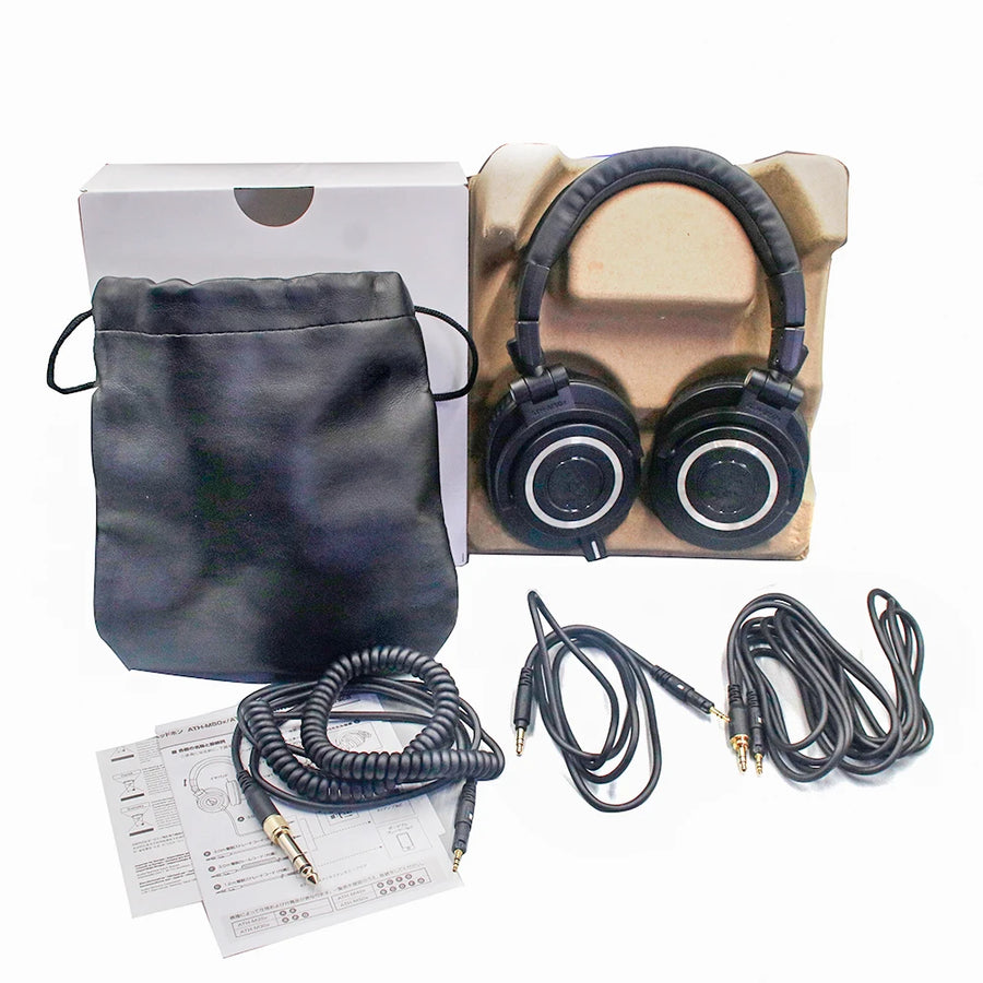 ATH-M50X Professional studio monitor headphones, black, professional grade, critically acclaimed, with removable cable