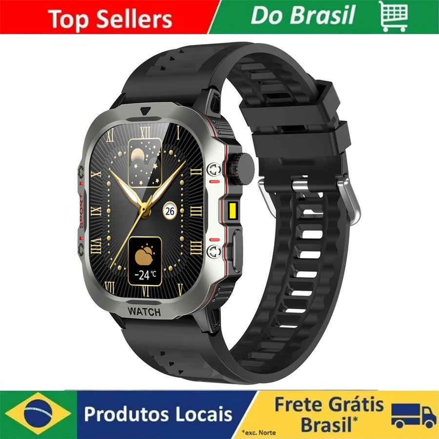Smart Watch Men Sports Outdoor Fitness Tracker Flashlight Health Monitor 2.01 BT Call Smartwatch