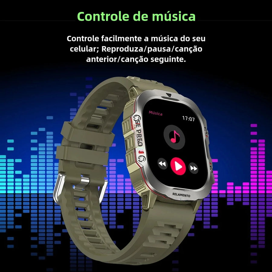Smart Watch Men Sports Outdoor Fitness Tracker Flashlight Health Monitor 2.01 BT Call Smartwatch