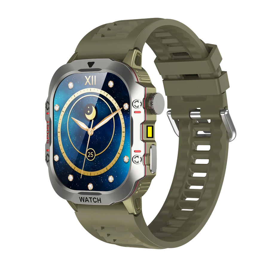 Smart Watch Men Sports Outdoor Fitness Tracker Flashlight Health Monitor 2.01 BT Call Smartwatch