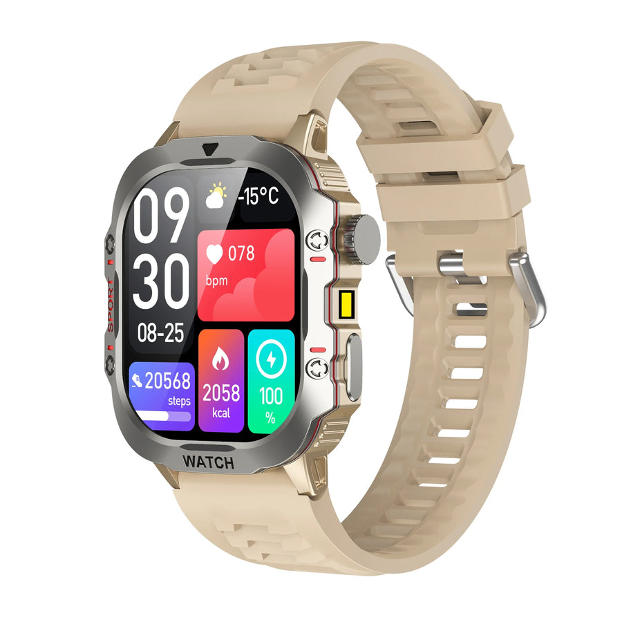 Smart Watch Men Sports Outdoor Fitness Tracker Flashlight Health Monitor 2.01 BT Call Smartwatch